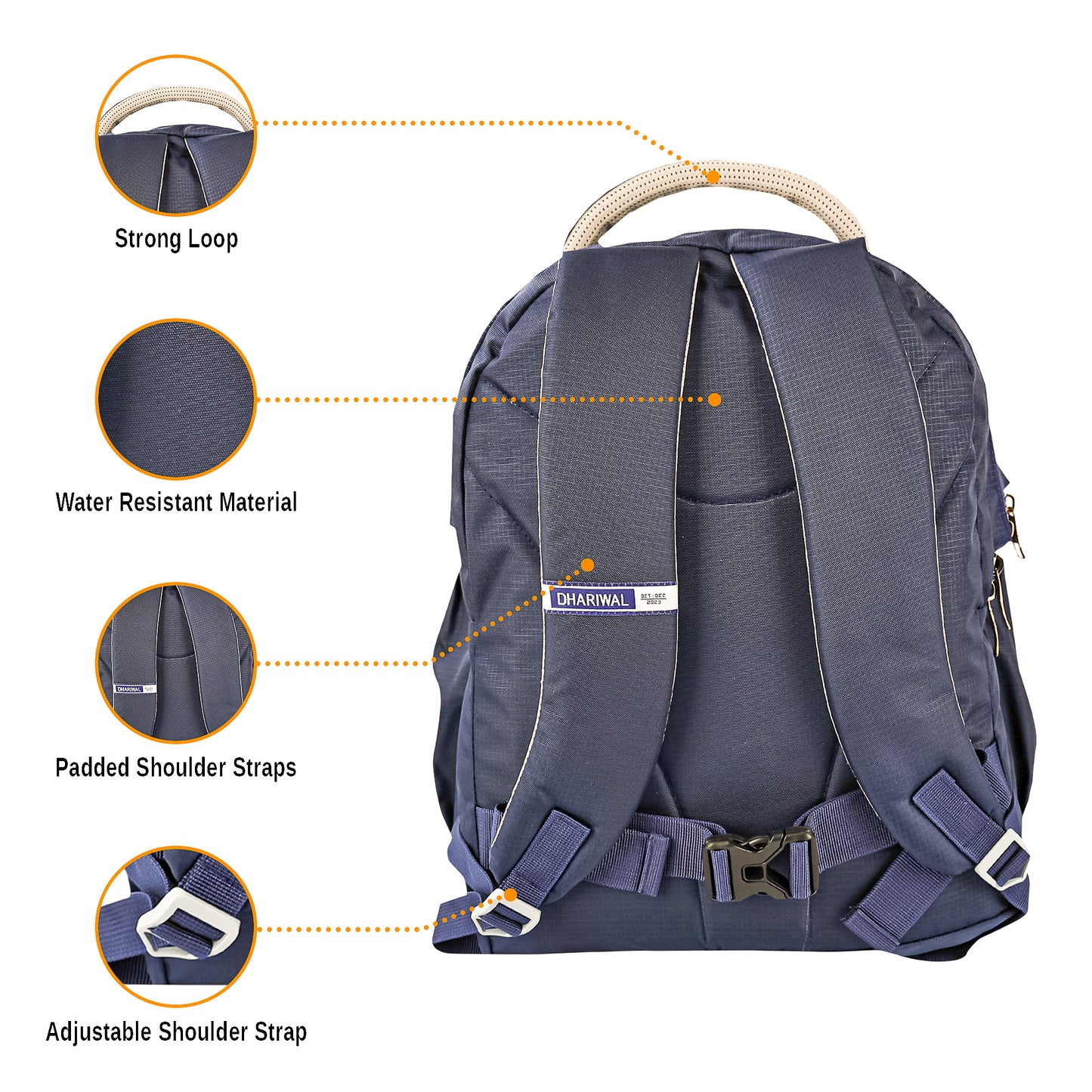 Dhariwal 40L LB-103  Unisex Backpack With Rain Cover & Laptop compartment |Strong & Lightweight