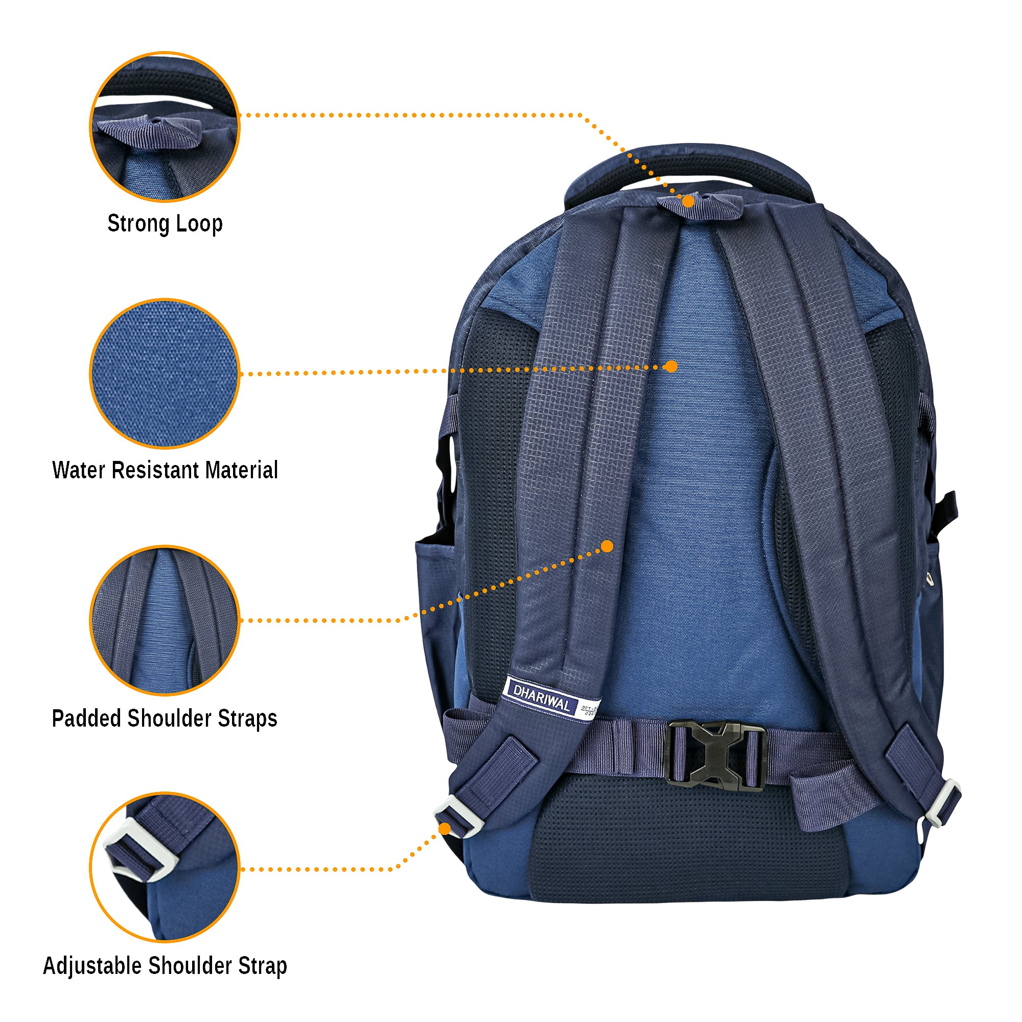 Dhariwal यूनीसेक्स लैपटॉप बैकपैक आउटिंग/हाइकिंग/ट्रेकिंग/वीकेंडर 53L LB-102 के लिए