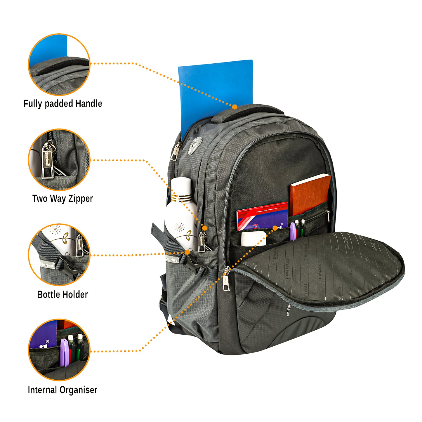 Dhariwal Unisex Laptop Backpack for Outing/Hiking/Trekking/Weekender 53L LB-102