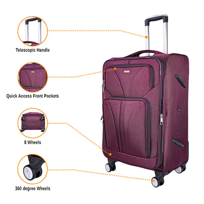 Dhariwal Expandable 4W Soft Sided Check-in Trolley Suitcase 20/24/28 inch SC-808