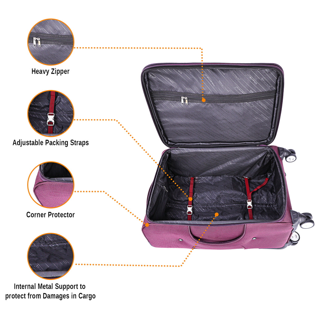 Dhariwal Expandable 4W Soft Sided Check-in Trolley Suitcase 20/24/28 inch SC-808
