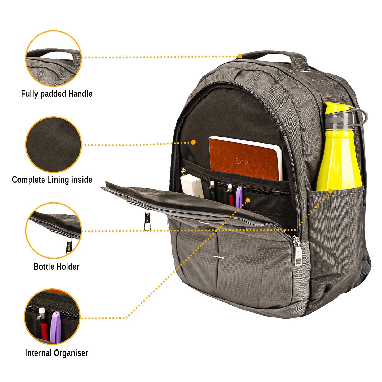 धारीवाल 39L वाटर रेज़िस्टेंट ड्युअल कम्पार्टमेंट बैकपैक BP-209