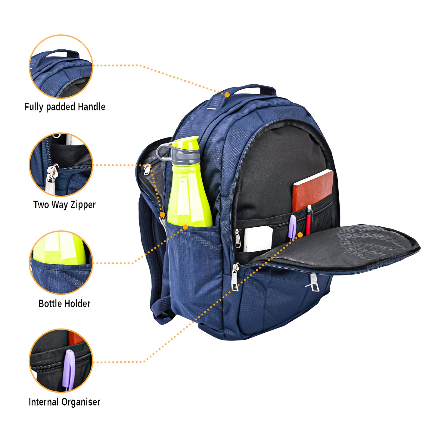 धारीवाल 39L वाटर रेज़िस्टेंट ड्युअल कम्पार्टमेंट बैकपैक BP-209