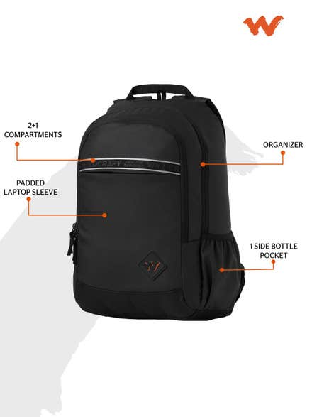 Wildcraft Dark Edition 30L Pro Laptop Backpack-Black