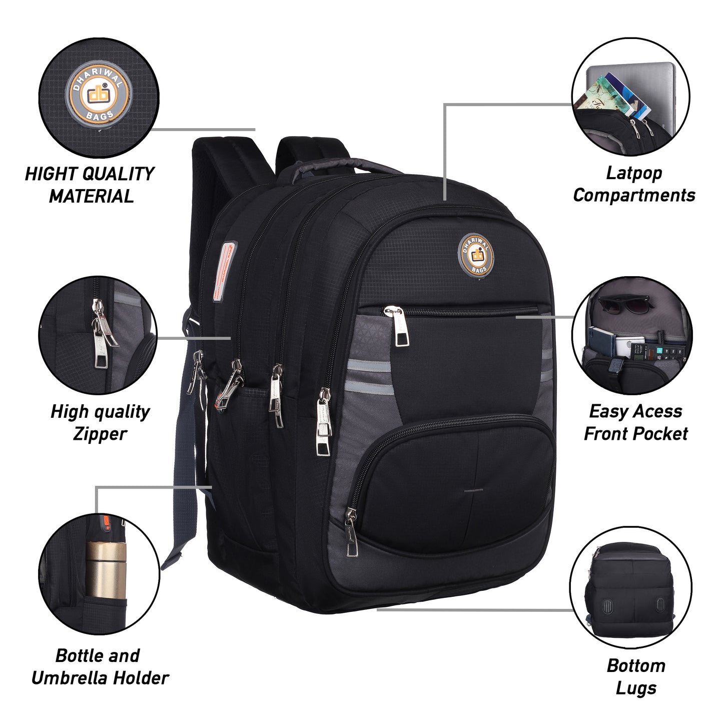 Dhariwal Backpack for Unisex | Office, Travel, School, College bag| 50L BP -242