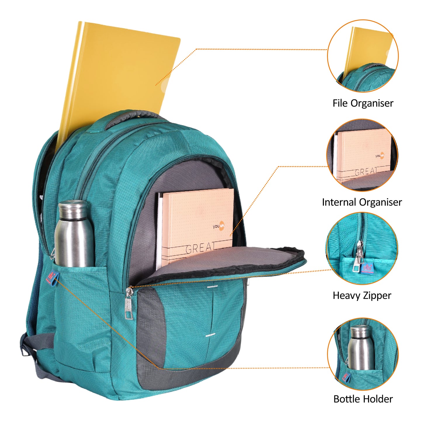 Dhariwal Backpack for Men & Women | Office, Travel, School, College bag| 37L BP -306