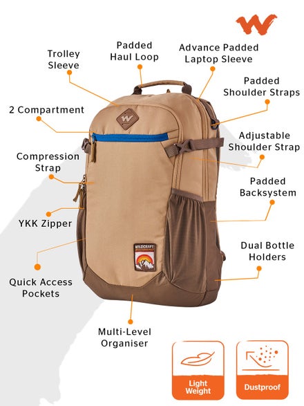 Wildcraft Cargo 30 Plus Backpack-KHAKI