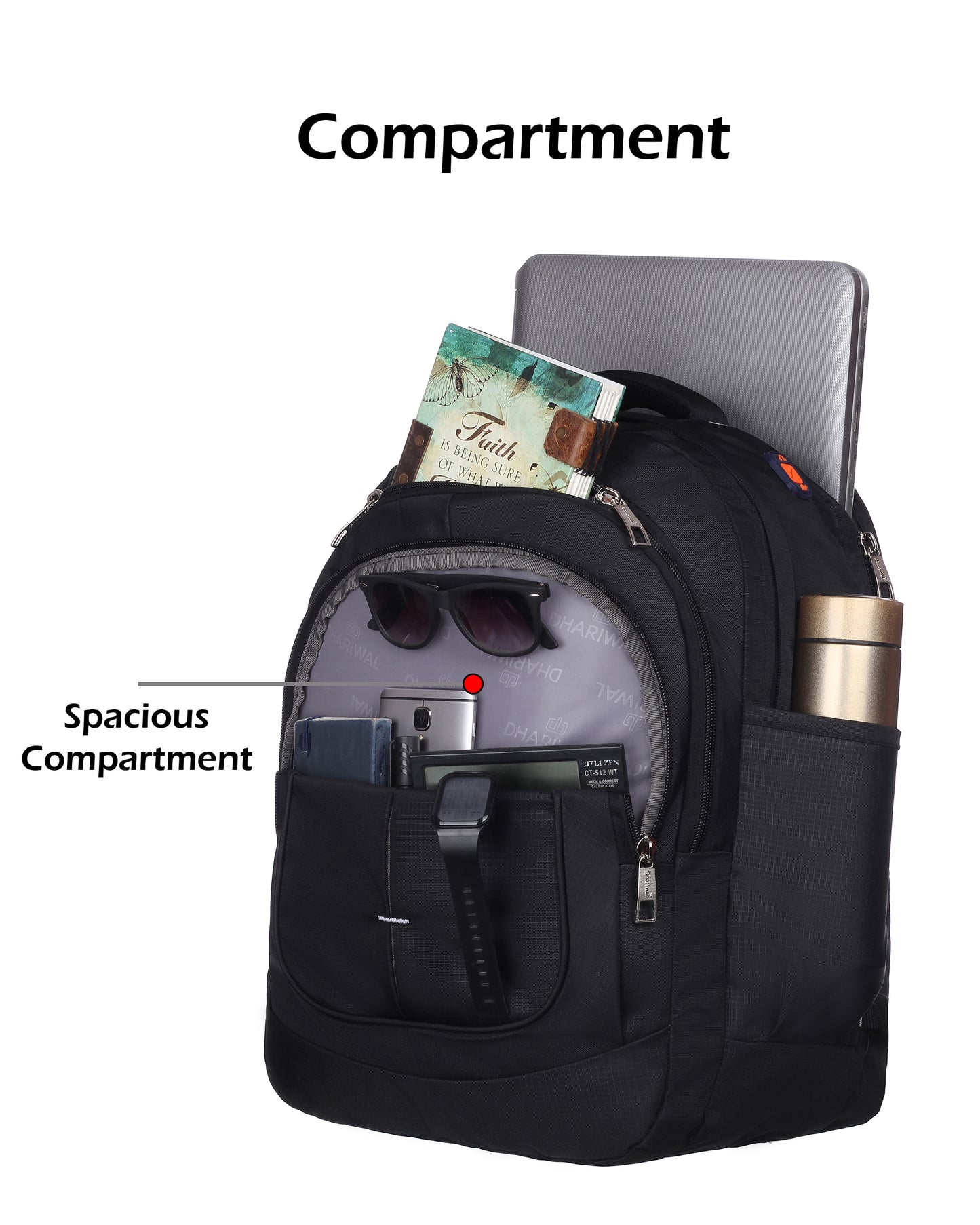 धारीवाल डुअल कम्पार्टमेंट बैकपैक रेन कवर के साथ 41L BP-227