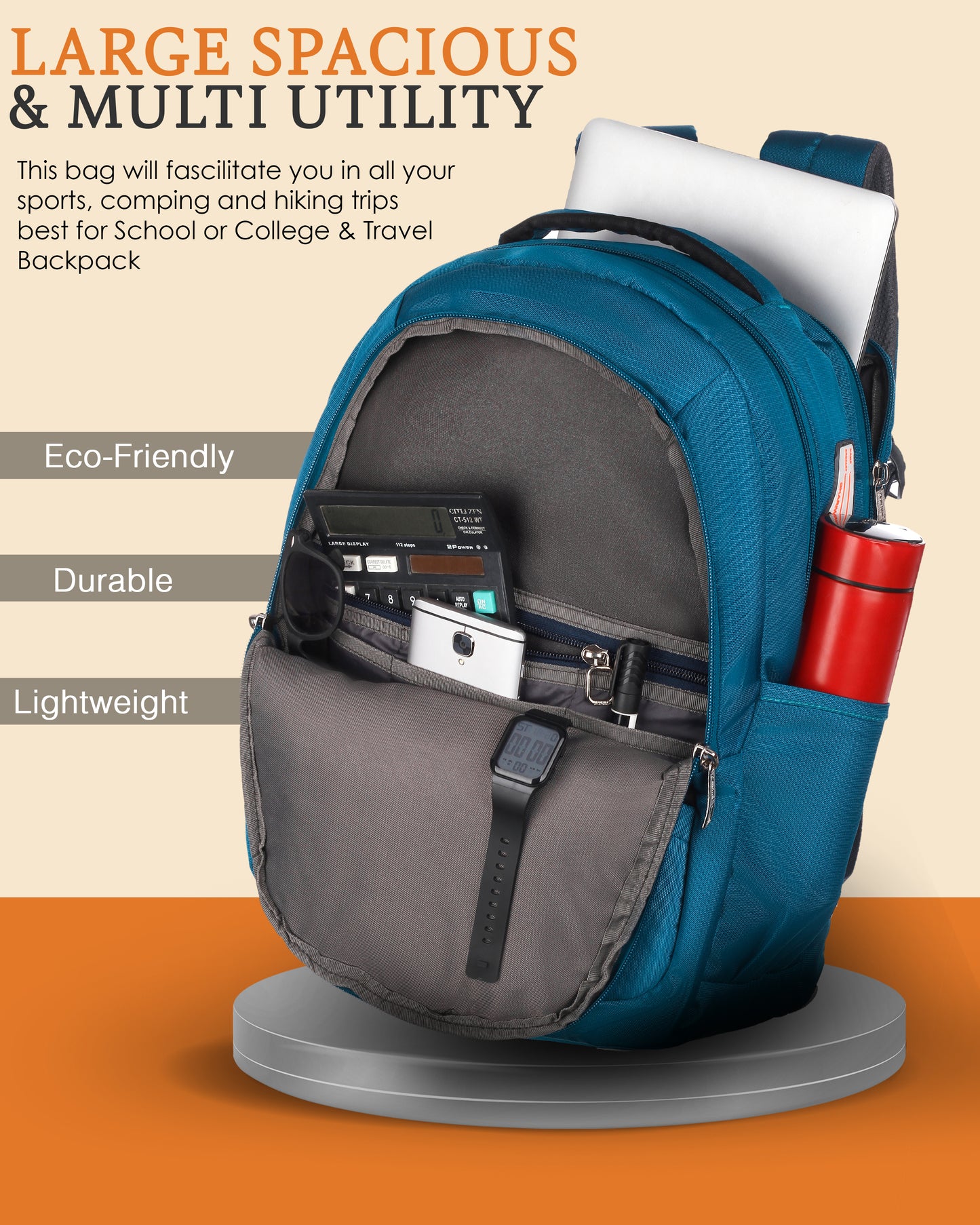 Dhariwal Unisex Dual Compartment Laptop Backpack 36Ltr LB-110