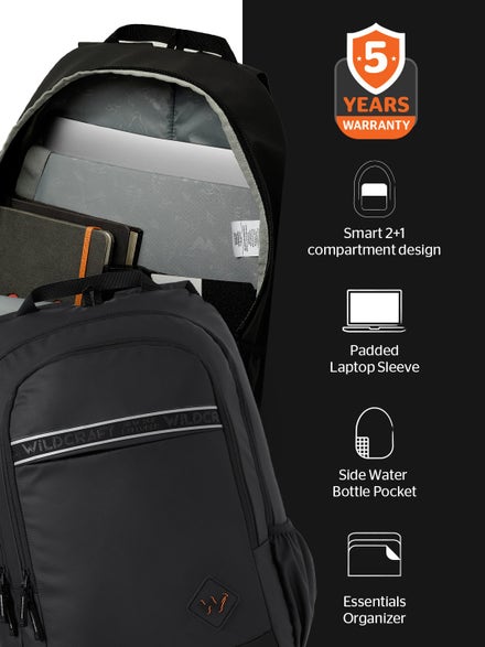 Wildcraft Dark Edition 30L Pro Laptop Backpack-Black