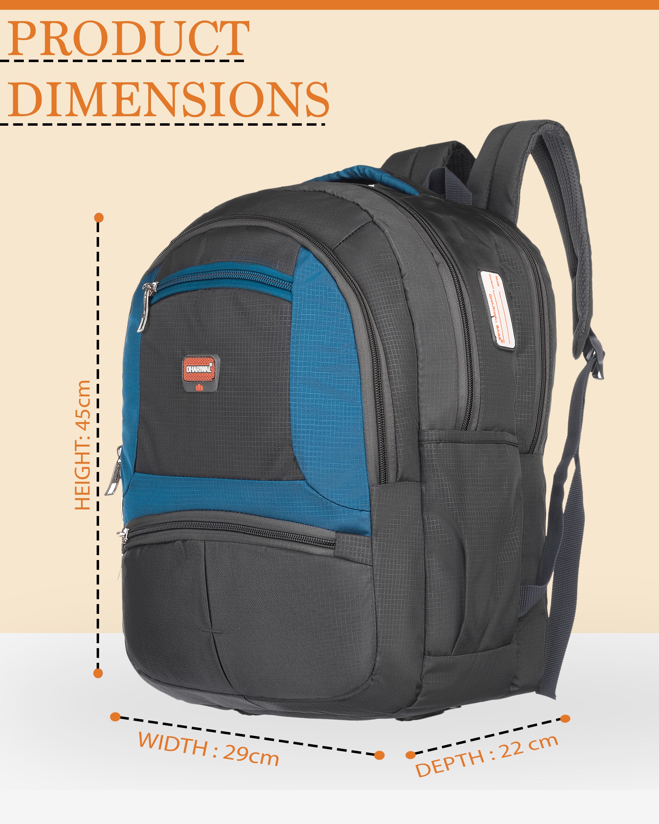 Dhariwal 36 L BP-110 Unisex Backpack | Strong & Lightweight | Laptop compartment