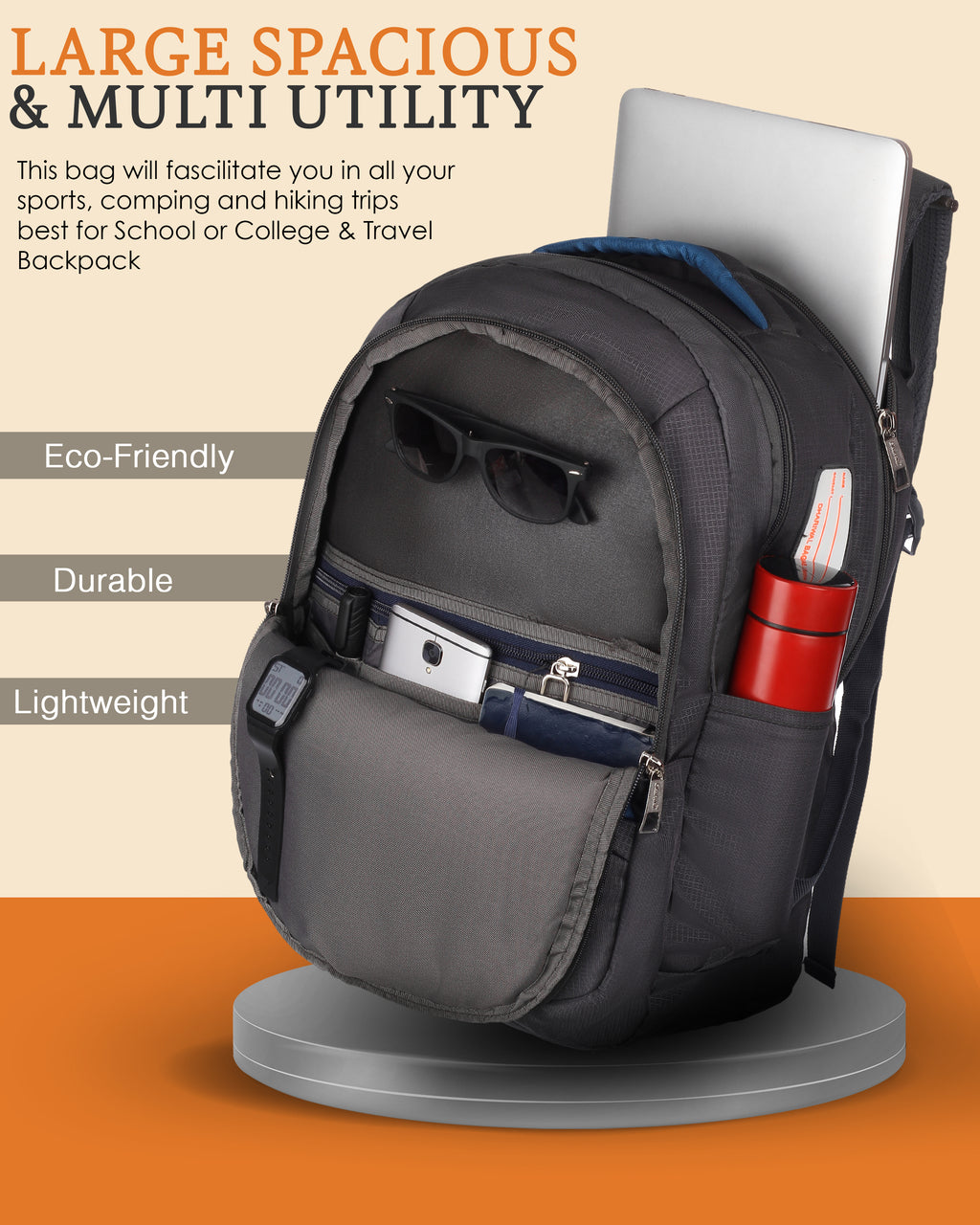 Dhariwal 36 L BP-110 Unisex Backpack | Strong & Lightweight | Laptop compartment