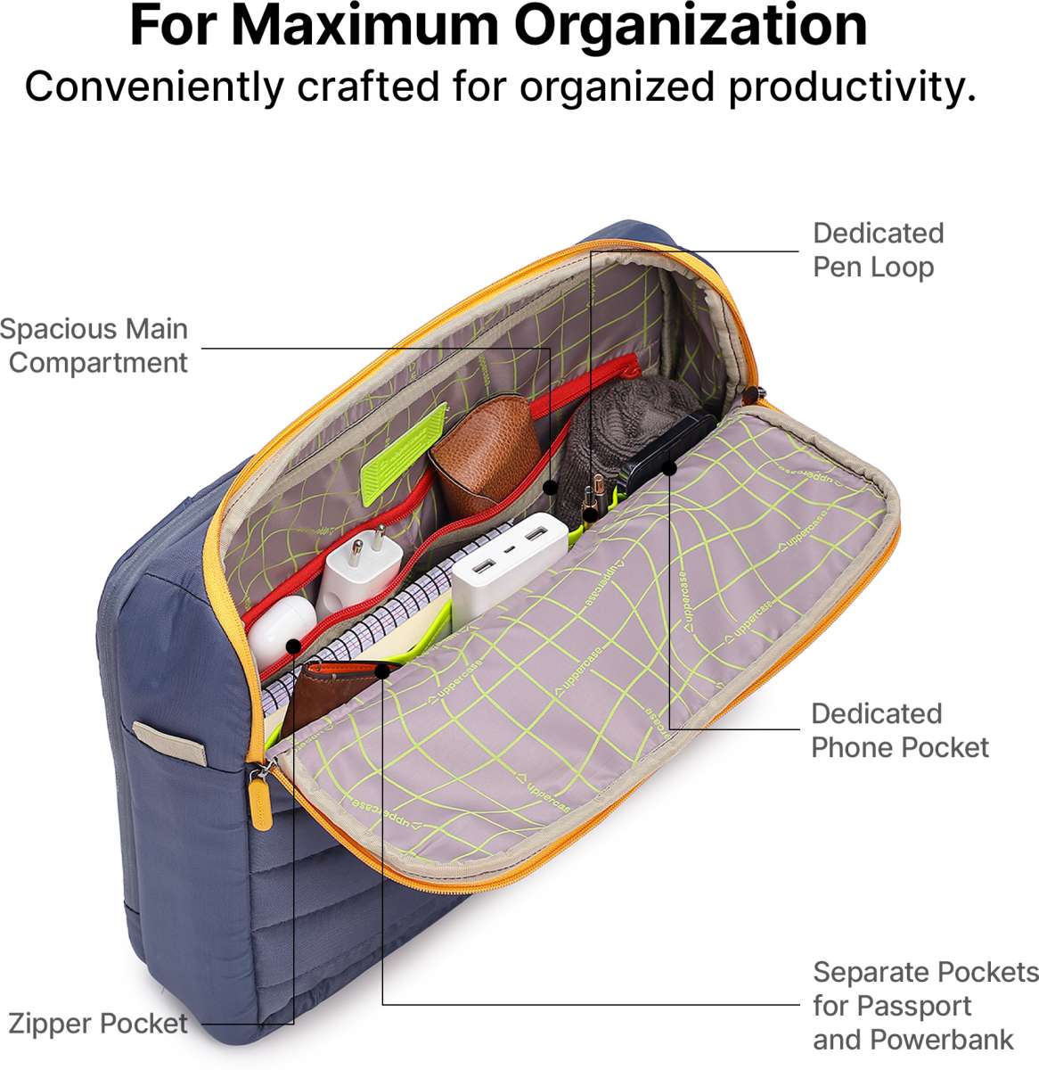 uppercase 14L Omega 03 Professional Laptop Messenger Bag | up to 15.6''| 3x More Water Resistant