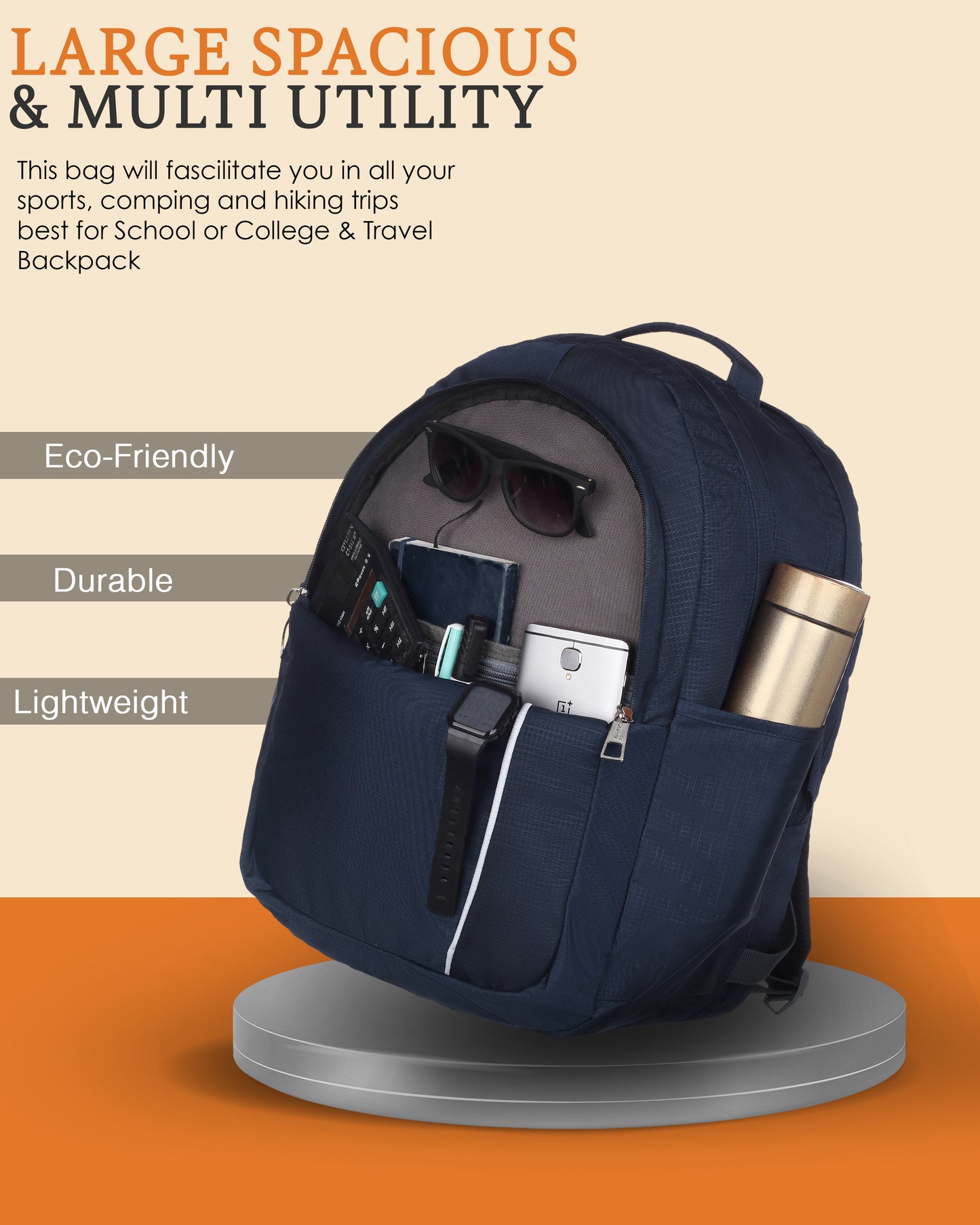 Dhariwal 30L BP-206  Unisex Backpack | Strong & Lightweight | Water-Resistant