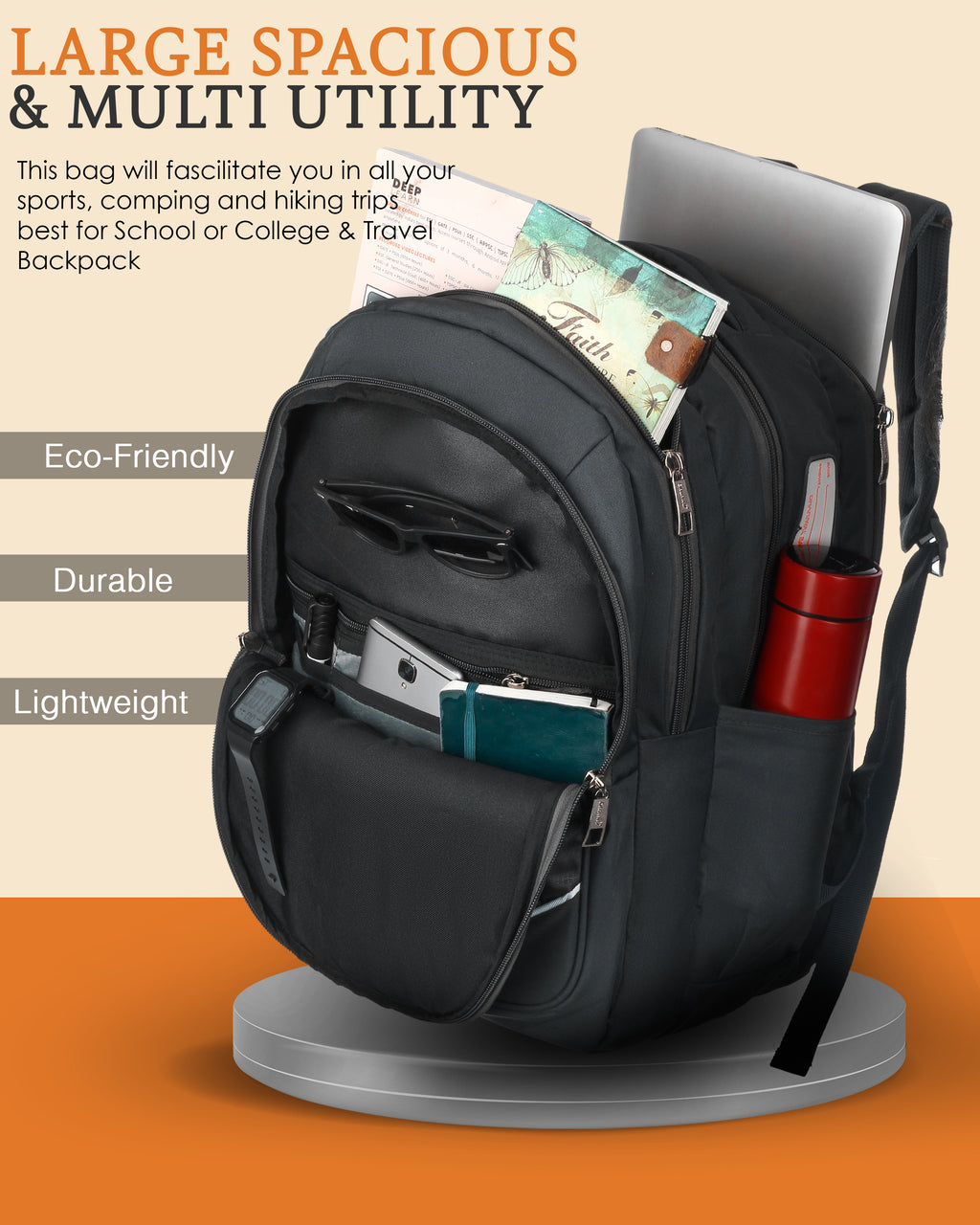 Dhariwal 39L BP-237 Travel/School/College/Office/Running Staff Bag For Men & Women