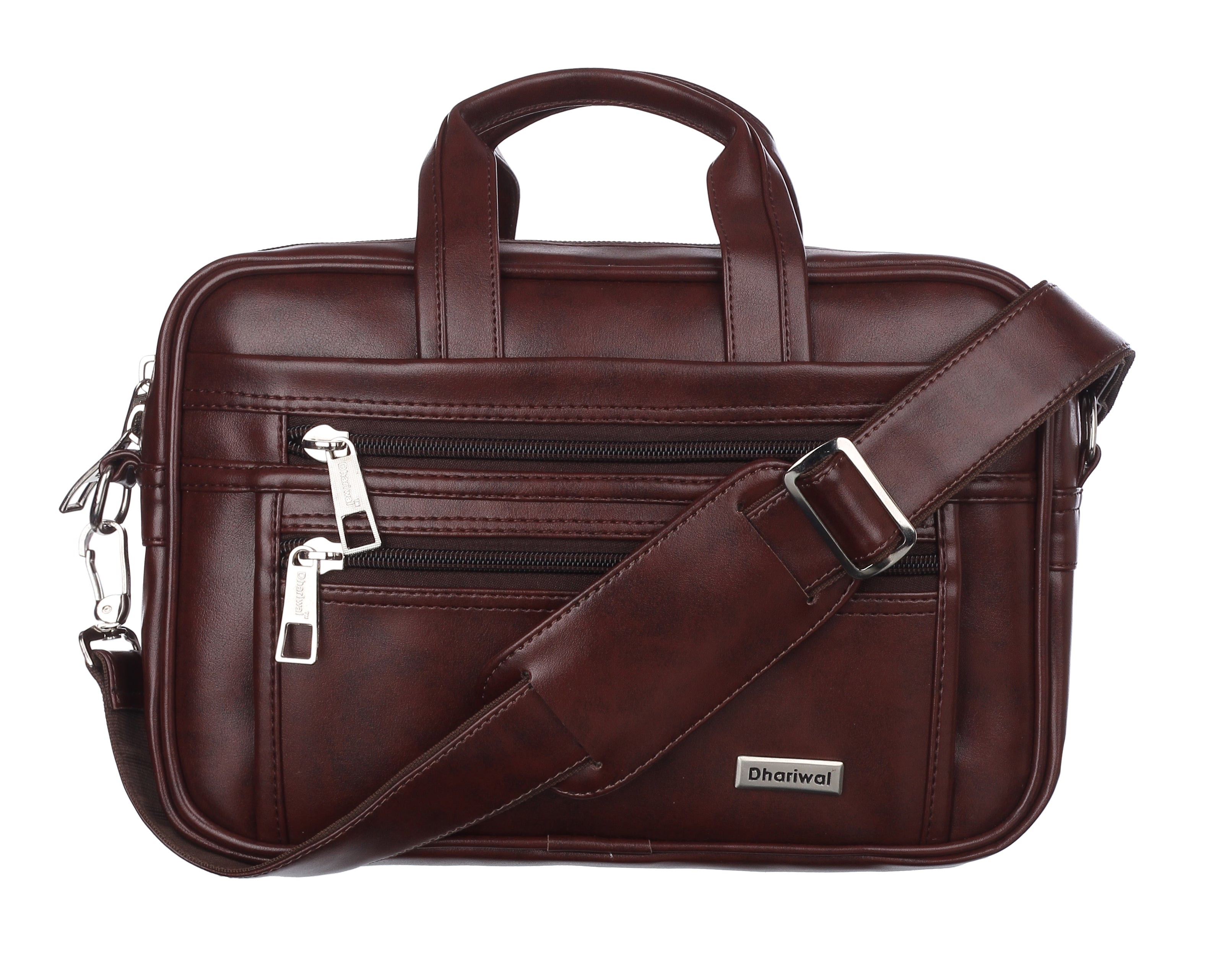 फोम फाइल मैसेंजर बैग 16 इंच भूरा फॉक्स लेदर ऑफिस बैग | पुरुषों के लिए लैपटॉप बैग EB-611