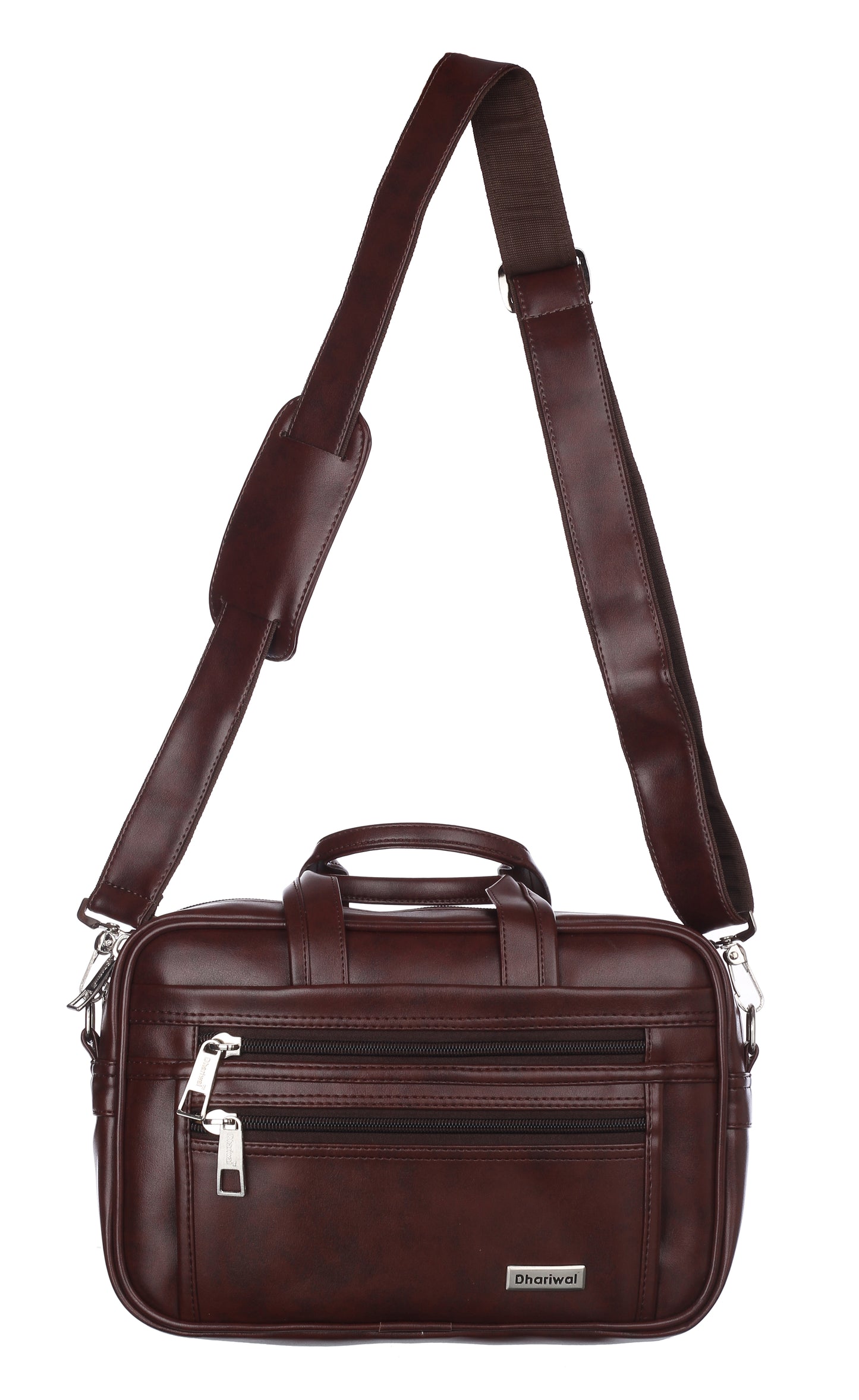 फोम फाइल मैसेंजर बैग 16 इंच भूरा फॉक्स लेदर ऑफिस बैग | पुरुषों के लिए लैपटॉप बैग EB-611