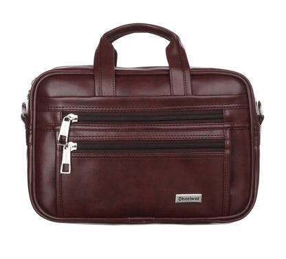 Foam File Messenger Bag 16 Inch Brown Faux Leather Office Bag | Laptop Bag for Men EB-613