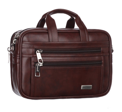 Foam File Messenger Bag 16 Inch Brown Faux Leather Office Bag | Laptop Bag for Men EB-613