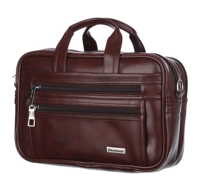 Foam File Messenger Bag 16 Inch Brown Faux Leather Office Bag | Laptop Bag for Men EB-613