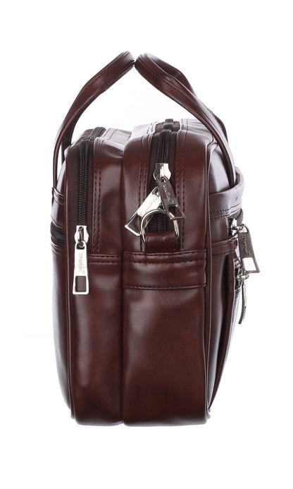 Foam File Messenger Bag 16 Inch Brown Faux Leather Office Bag | Laptop Bag for Men EB-613