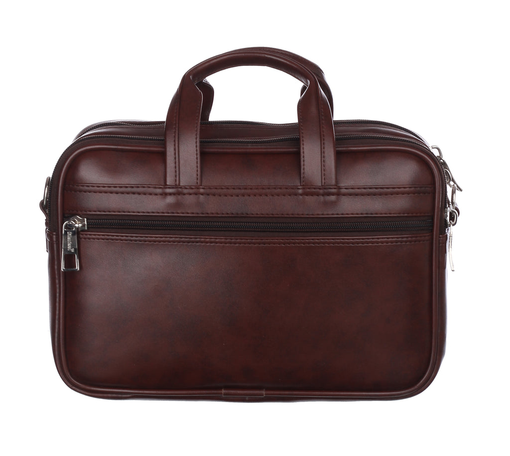 फोम फाइल मैसेंजर बैग 16 इंच भूरा फॉक्स लेदर ऑफिस बैग | पुरुषों के लिए लैपटॉप बैग EB-611