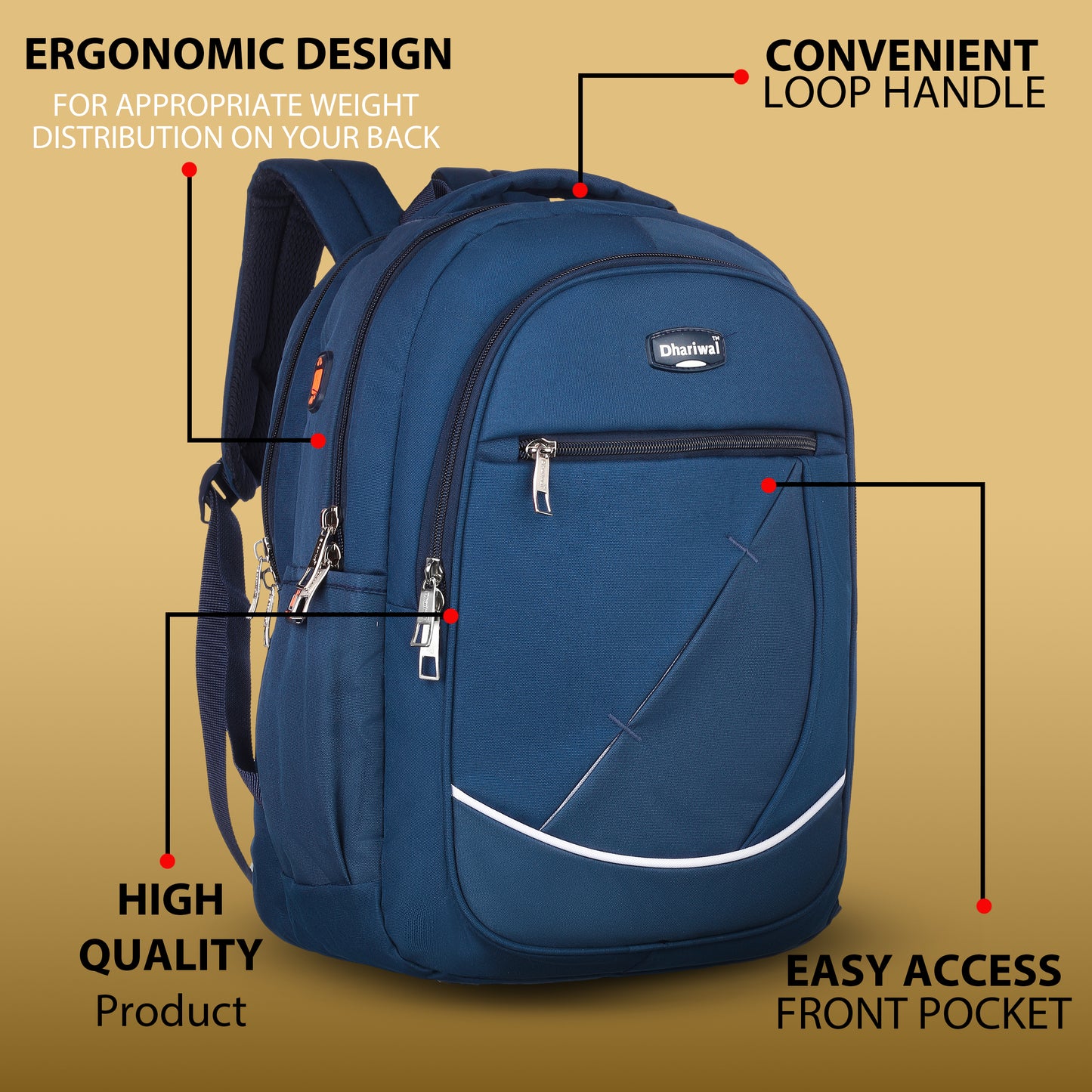 Dhariwal 33L BP-246  Unisex Backpack  Strong & Lightweight | Water-Resistant