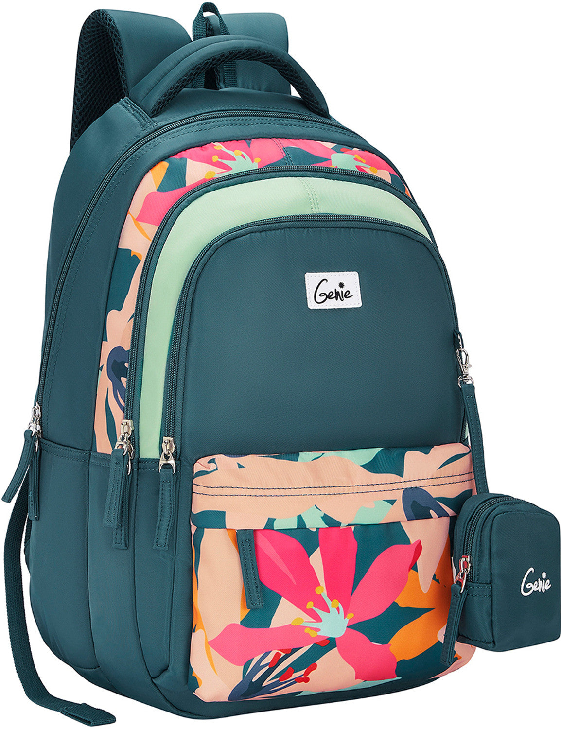 Genie Auralis School Backpack For Girls |17 Inch 27 L- Dark Green