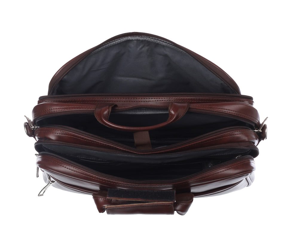 Foam File Messenger Bag 16 Inch Brown Faux Leather Office & Laptop Bag |  Bag for Men EB-617