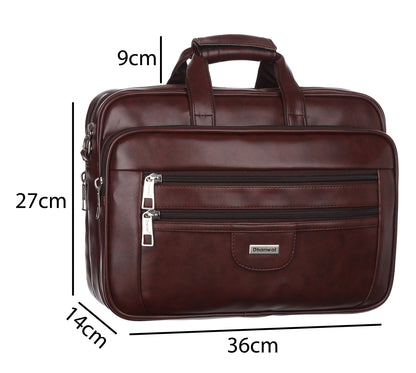 Foam File Messenger Bag 16 Inch Brown Faux Leather Office Bag | Laptop Bag for Men EB-617