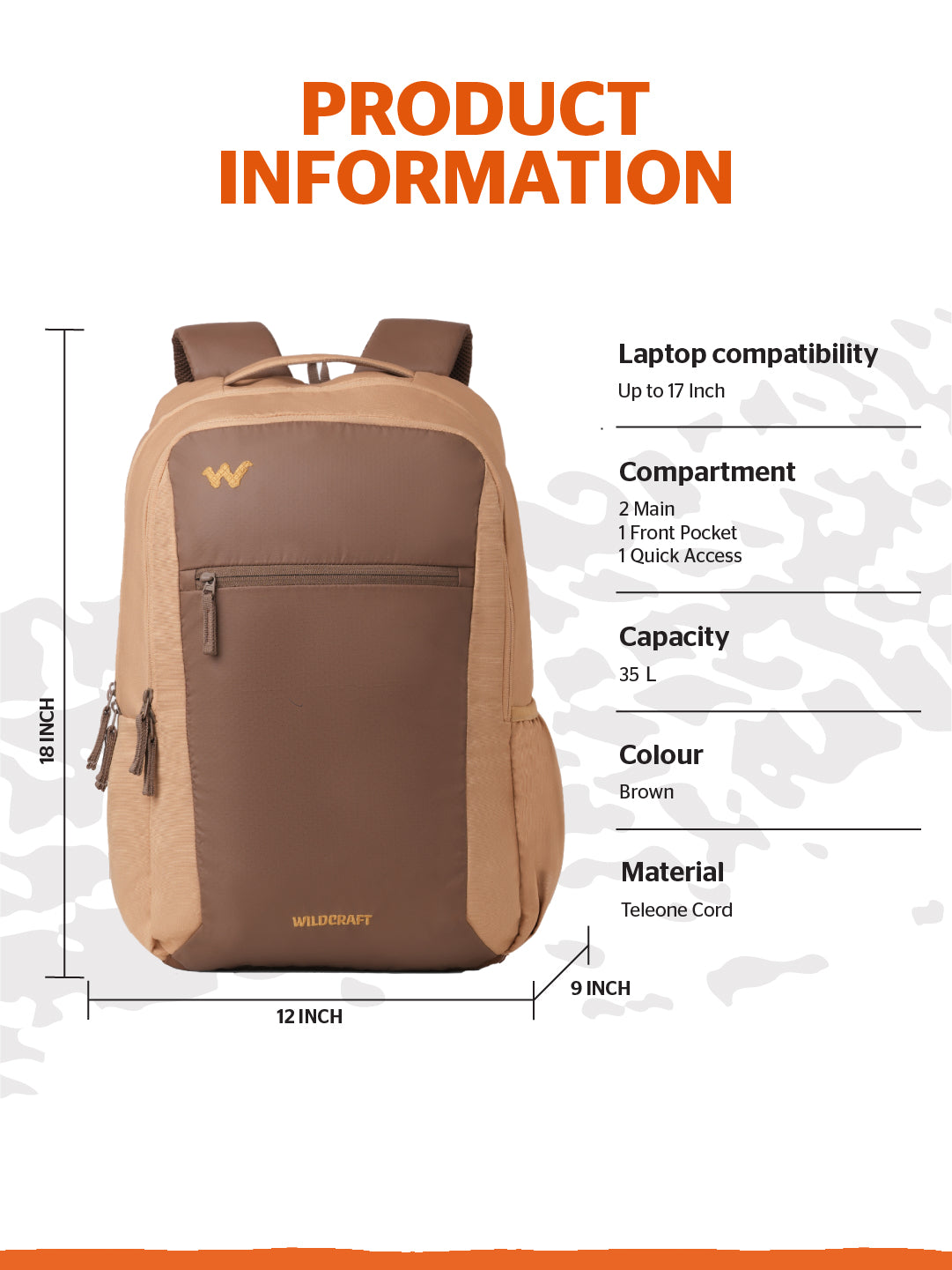 Wildcraft Ranger 35 L Laptop Backpack With RainCover for Men & Women