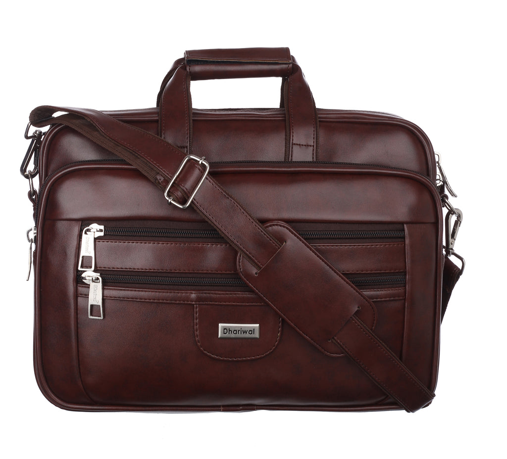 Foam File Messenger Bag 16 Inch Brown Faux Leather Office & Laptop Bag |  Bag for Men EB-617