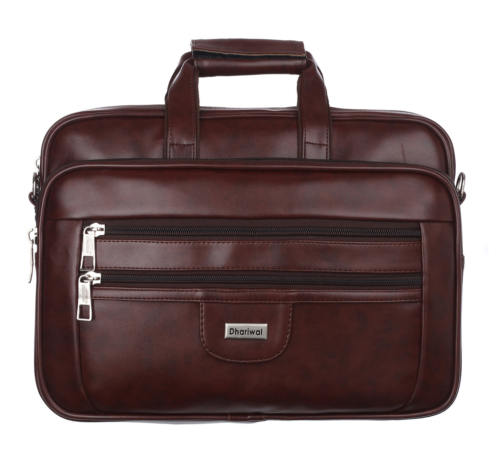 Foam File Messenger Bag 16 Inch Brown Faux Leather Office & Laptop Bag |  Bag for Men EB-617