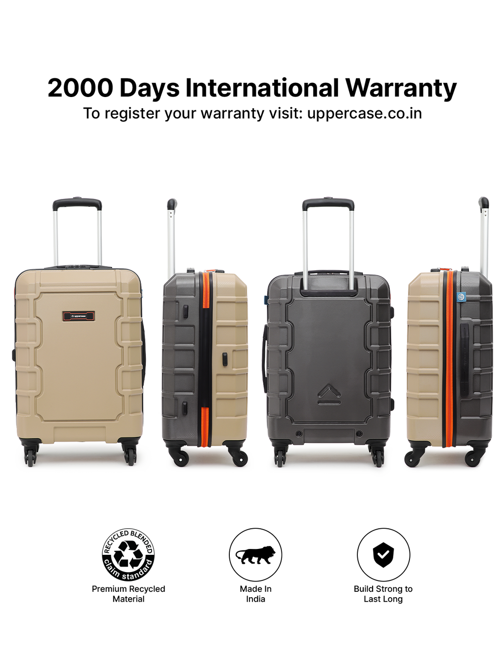 Uppercase Arbor Large Hardsided Trolley Bag, Scratch proof Surface, Combination Lock Check-in Suitcase 8 Wheels