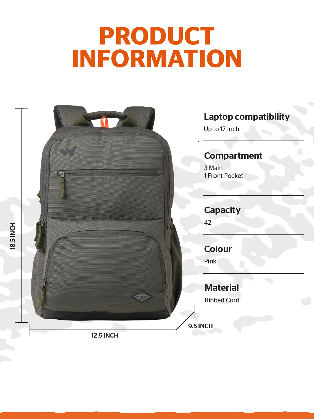 Wildcraft Drifter 42 L Laptop Backpack With RainCover for Men & Women