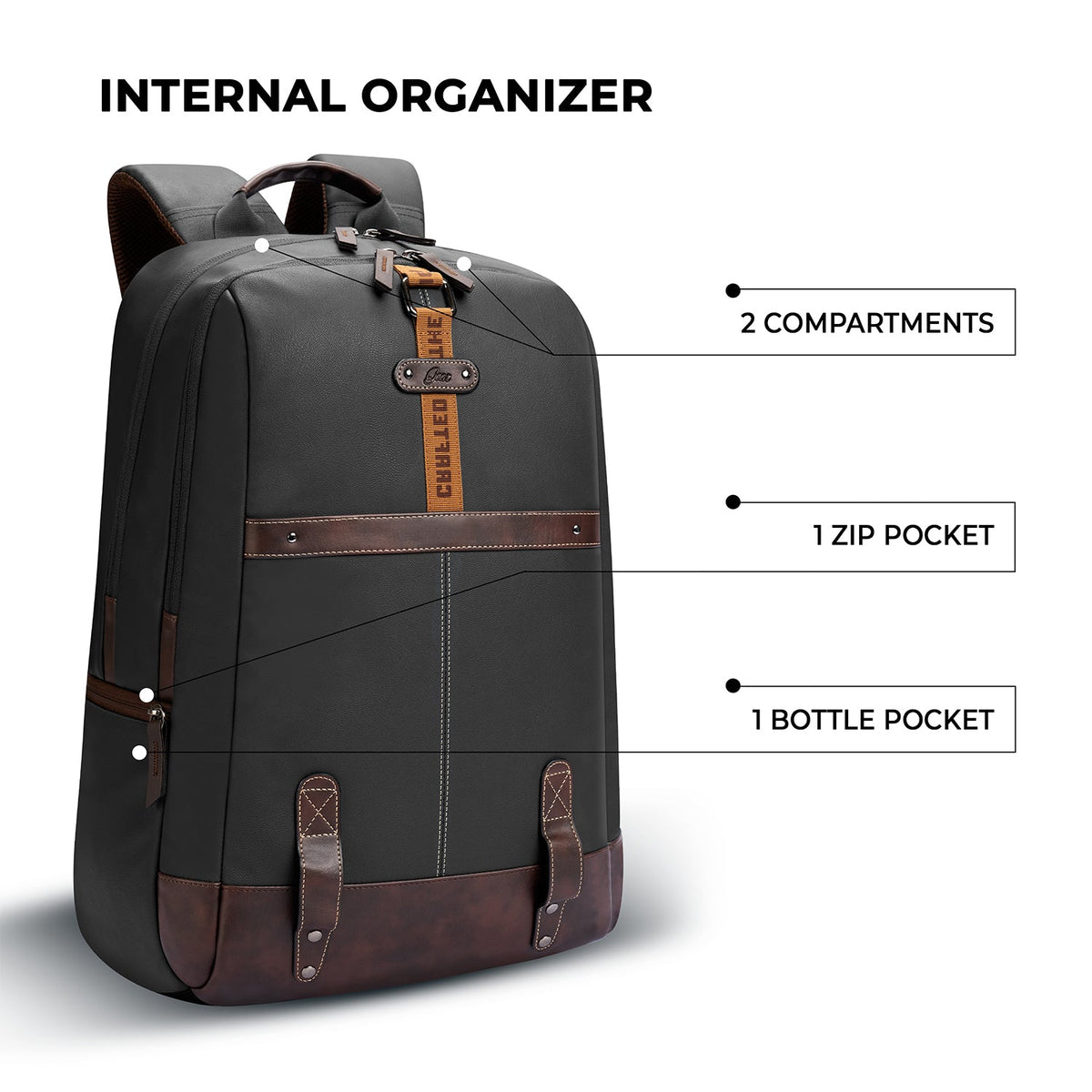 Gear Classic 4 19"/31L Medium Faux Leather Anti Theft Laptop Backpack | Casual | Travel | College Bag For Men/Women