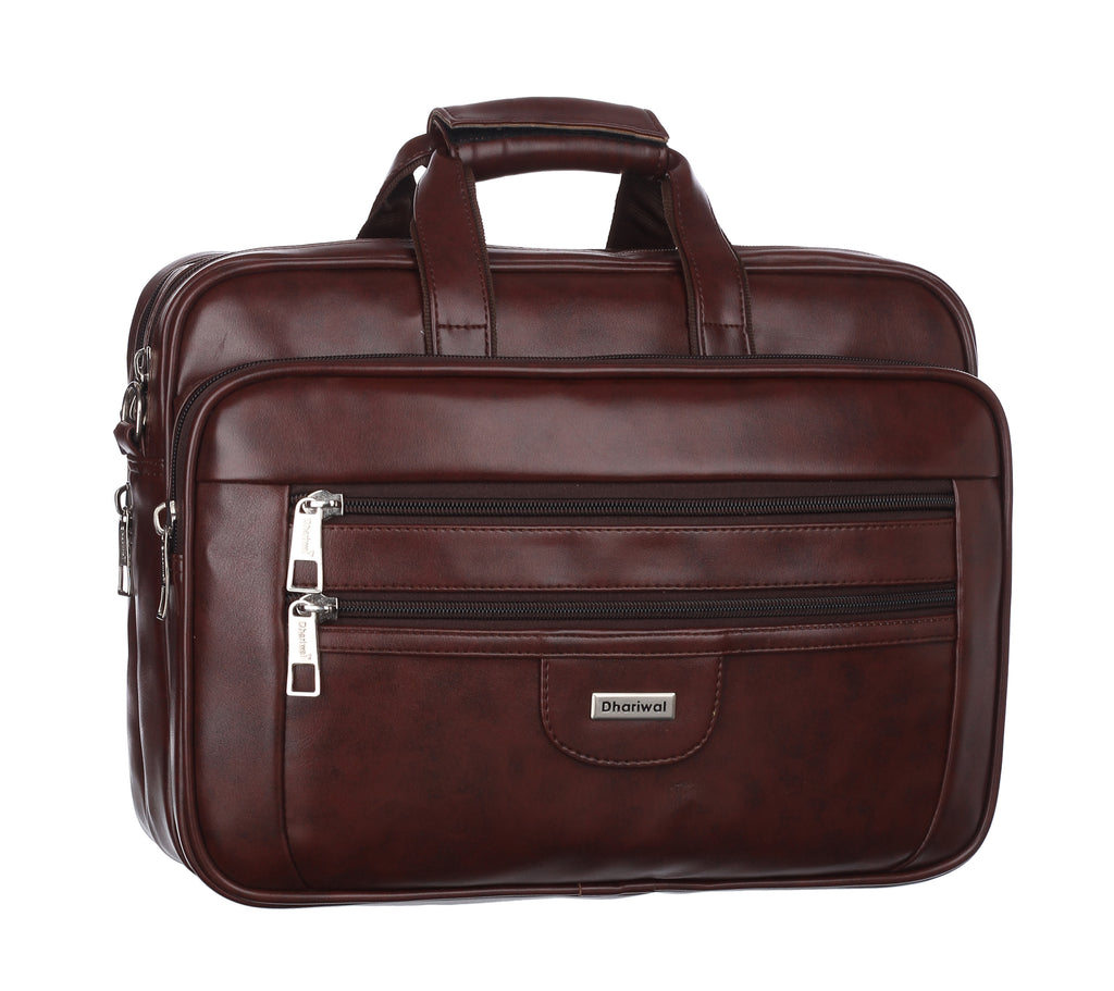 Foam File Messenger Bag 16 Inch Brown Faux Leather Office & Laptop Bag |  Bag for Men EB-617
