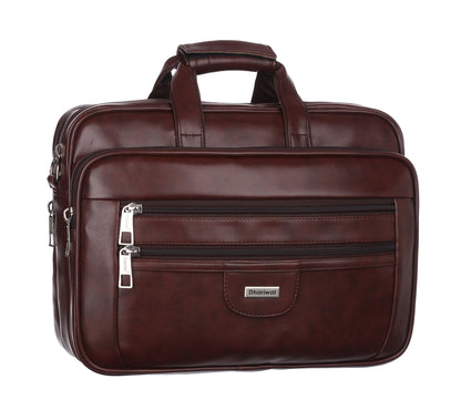 Foam File Messenger Bag 16 Inch Brown Faux Leather Office Bag | Laptop Bag for Men EB-617