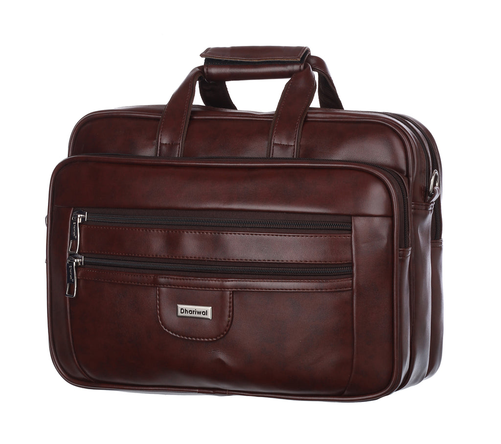 Foam File Messenger Bag 16 Inch Brown Faux Leather Office & Laptop Bag |  Bag for Men EB-617