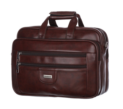 Foam File Messenger Bag 16 Inch Brown Faux Leather Office Bag | Laptop Bag for Men EB-617