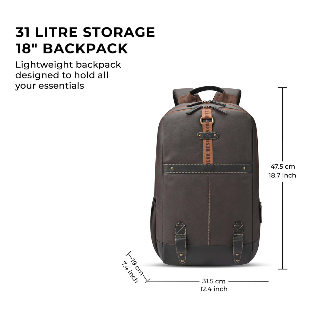 Gear Classic 4 19"/31L Medium Faux Leather Anti Theft Laptop Backpack | Casual | Travel | College Bag For Men/Women