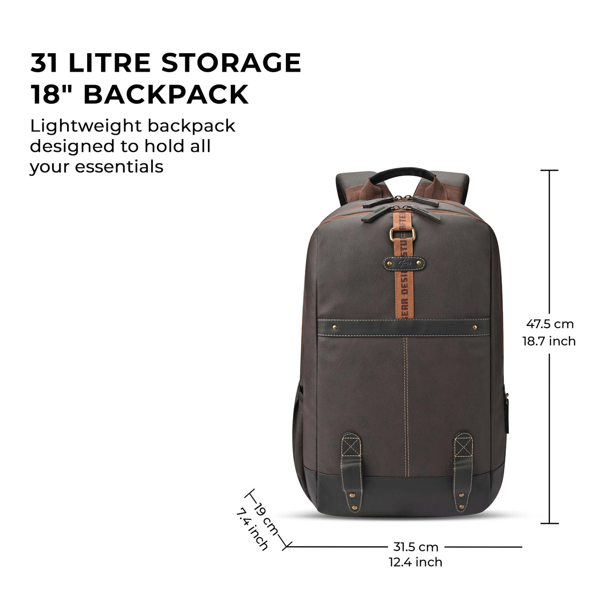Gear Classic 4 19"/31L Medium Faux Leather Anti Theft Laptop Backpack | Casual | Travel | College Bag For Men/Women