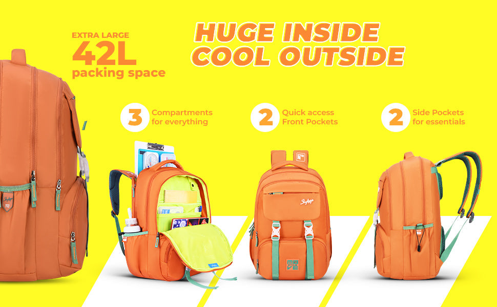 Skybags Sonic Pro School Backpack, 42L,
