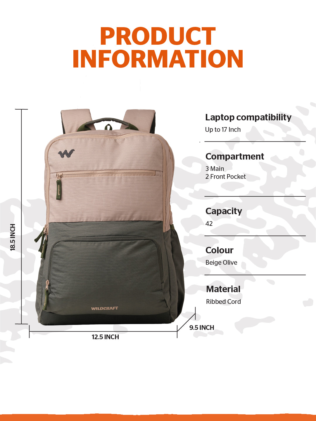 Wildcraft Drifter 42 L Laptop Backpack With RainCover for Men & Women