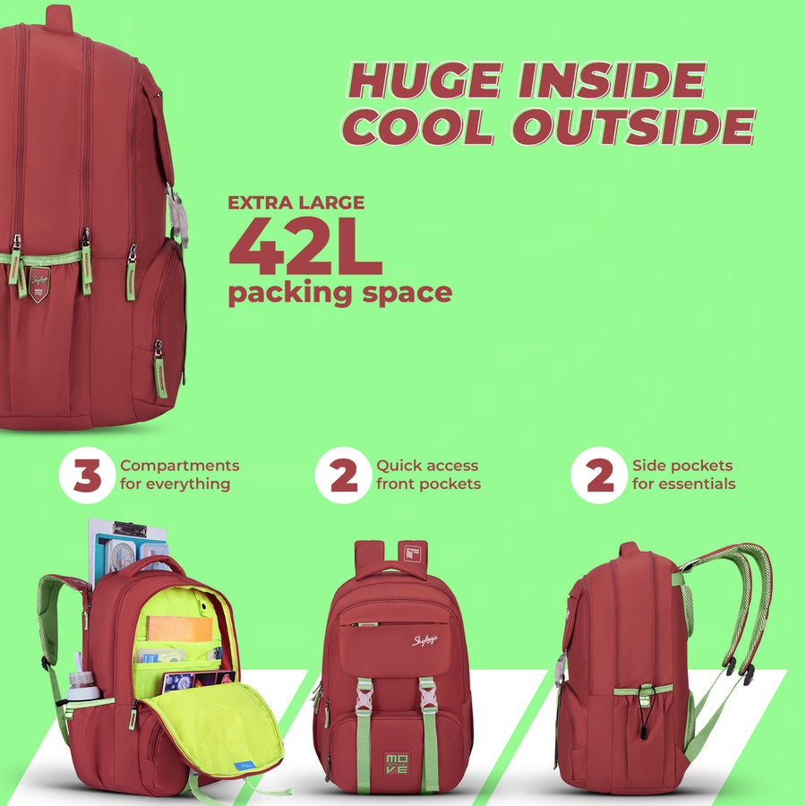 Skybags Sonic Pro School Backpack, 42L,