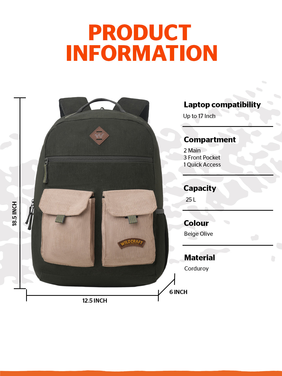 Wildcraft Gypsy 25L Laptop  Backpack Bag for Men & Women