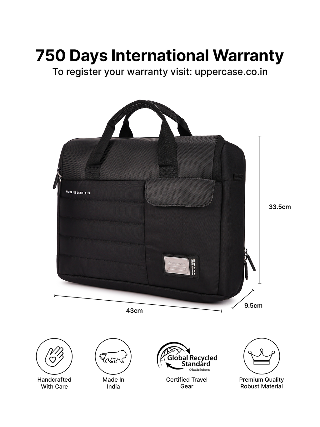 uppercase 14L Omega 03 Professional Laptop Messenger Bag | up to 15.6''| 3x More Water Resistant