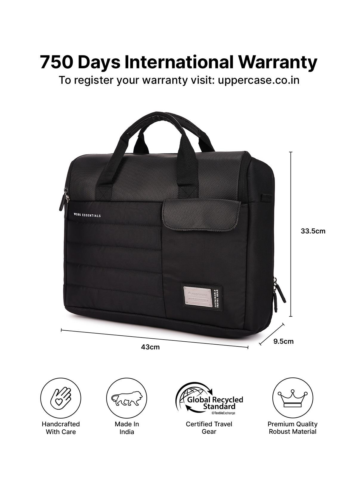 uppercase 14L Omega 03 Professional Laptop Messenger Bag | up to 15.6''| 3x More Water Resistant