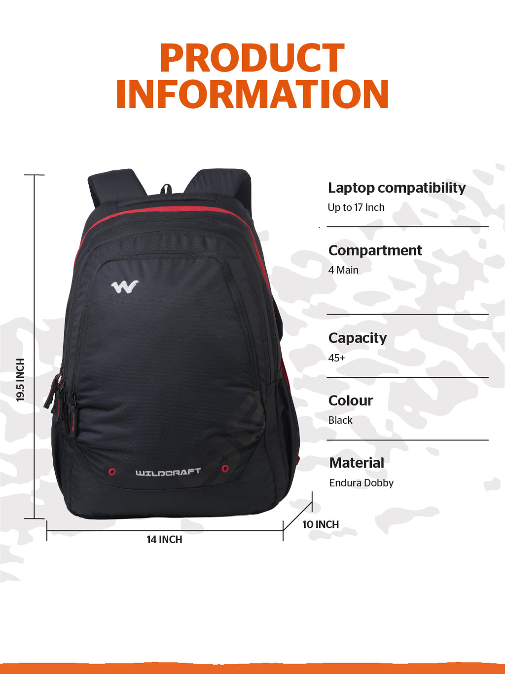 Wildcraft Outlander 45+  Laptop Backpack With RainCover for Men & Women