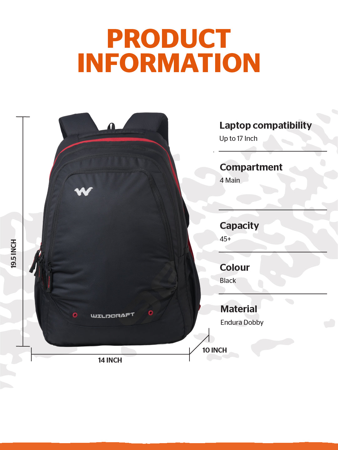 Wildcraft Outlander 45+  Laptop Backpack With RainCover for Men & Women
